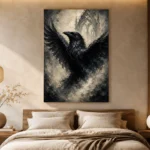 Pearl Gray Raven Gothic Wall Art Canvas Print - Image 8