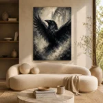Pearl Gray Raven Gothic Wall Art Canvas Print - Image 9