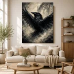 Pearl Gray Raven Gothic Wall Art Canvas Print - Image 10