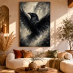 Pearl Gray Raven Gothic Wall Art Canvas Print - Image 11