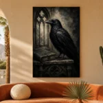 Graphite Gray Raven & Manuscript Gothic Wall Art Canvas Print - Image 6