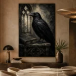 Graphite Gray Raven & Manuscript Gothic Wall Art Canvas Print - Image 7