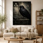 Graphite Gray Raven & Manuscript Gothic Wall Art Canvas Print - Image 10