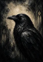 Slate Gray Raven Gothic Wall Art Canvas Print