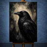 Slate Gray Raven Gothic Wall Art Canvas Print - Image 2