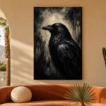 Slate Gray Raven Gothic Wall Art Canvas Print - Image 6