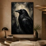 Slate Gray Raven Gothic Wall Art Canvas Print - Image 7