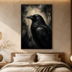 Slate Gray Raven Gothic Wall Art Canvas Print - Image 8