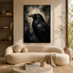 Slate Gray Raven Gothic Wall Art Canvas Print - Image 9