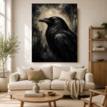 Slate Gray Raven Gothic Wall Art Canvas Print - Image 10