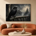 Slate Gray Raven Cloister Gothic Wall Art Canvas Print - Image 3