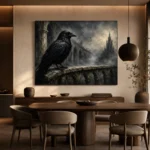 Slate Gray Raven Cloister Gothic Wall Art Canvas Print - Image 5