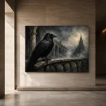 Slate Gray Raven Cloister Gothic Wall Art Canvas Print - Image 6