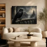 Slate Gray Raven Cloister Gothic Wall Art Canvas Print - Image 7