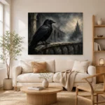 Slate Gray Raven Cloister Gothic Wall Art Canvas Print - Image 8