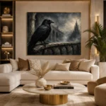 Slate Gray Raven Cloister Gothic Wall Art Canvas Print - Image 10