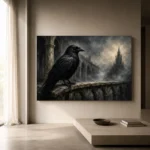 Slate Gray Raven Cloister Gothic Wall Art Canvas Print - Image 11