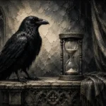 Charcoal & Ivory Raven Hourglass Gothic Wall Art Canvas Print