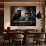 Charcoal & Ivory Raven Hourglass Gothic Wall Art Canvas Print - Image 5