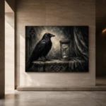Charcoal & Ivory Raven Hourglass Gothic Wall Art Canvas Print - Image 6