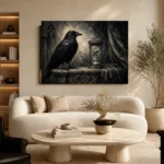 Charcoal & Ivory Raven Hourglass Gothic Wall Art Canvas Print - Image 7