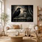 Charcoal & Ivory Raven Hourglass Gothic Wall Art Canvas Print - Image 8