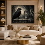 Charcoal & Ivory Raven Hourglass Gothic Wall Art Canvas Print - Image 10