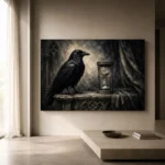 Charcoal & Ivory Raven Hourglass Gothic Wall Art Canvas Print - Image 11