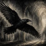Graphite Gray Flying Raven Gothic Wall Art Canvas Print