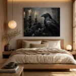 Deep Black Raven & Dark Roses Gothic Wall Art Canvas Print - Image 9