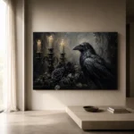 Deep Black Raven & Dark Roses Gothic Wall Art Canvas Print - Image 11