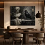 Stone Gray Raven & Marble Bust Gothic Wall Art Canvas Print - Image 5