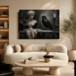 Stone Gray Raven & Marble Bust Gothic Wall Art Canvas Print - Image 7