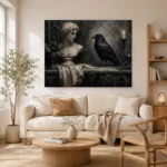 Stone Gray Raven & Marble Bust Gothic Wall Art Canvas Print - Image 8