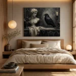 Stone Gray Raven & Marble Bust Gothic Wall Art Canvas Print - Image 9