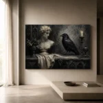 Stone Gray Raven & Marble Bust Gothic Wall Art Canvas Print - Image 11