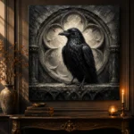 Black & Ivory Raven Niche Gothic Wall Art Canvas Print - Image 2