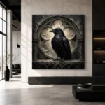 Black & Ivory Raven Niche Gothic Wall Art Canvas Print - Image 3