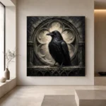 Black & Ivory Raven Niche Gothic Wall Art Canvas Print - Image 4