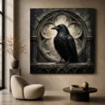 Black & Ivory Raven Niche Gothic Wall Art Canvas Print - Image 5