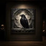 Black & Ivory Raven Niche Gothic Wall Art Canvas Print - Image 7