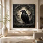 Black & Ivory Raven Niche Gothic Wall Art Canvas Print - Image 8