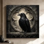 Black & Ivory Raven Niche Gothic Wall Art Canvas Print - Image 9