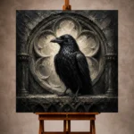 Black & Ivory Raven Niche Gothic Wall Art Canvas Print - Image 10