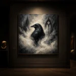 Pearl Gray Mist Raven Gothic Wall Art Canvas Print - Image 7