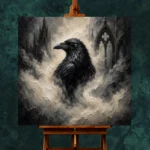 Pearl Gray Mist Raven Gothic Wall Art Canvas Print - Image 11