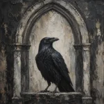 Matte Black Raven Arch Gothic Wall Art Canvas Print