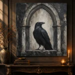 Matte Black Raven Arch Gothic Wall Art Canvas Print - Image 2