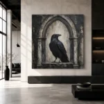 Matte Black Raven Arch Gothic Wall Art Canvas Print - Image 3