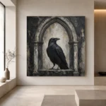 Matte Black Raven Arch Gothic Wall Art Canvas Print - Image 4